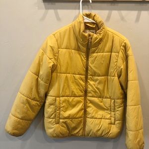 Yellow puffer coat